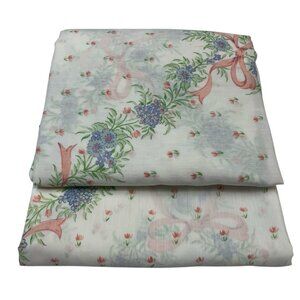 Vintage Pequot Pink Floral Twin Sheet Set Flat‎ & Fitted Cotton Blend Feminine